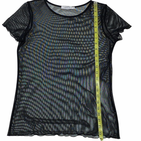 ANTISTAR Sheer Mesh Black Short Sleeve T-Shirt - Picture 6 of 10